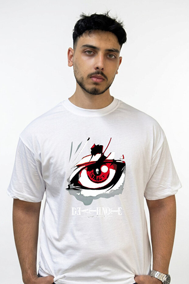 Death Note_1 Design Printed Oversize White T-Shirt