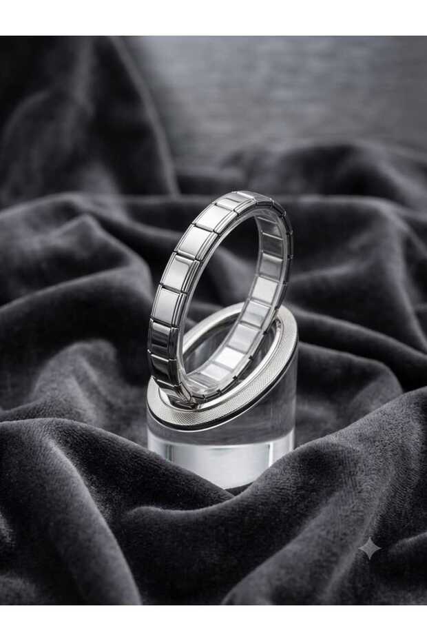 Unengraved Italian Charm Silver Color Steel Bracelet