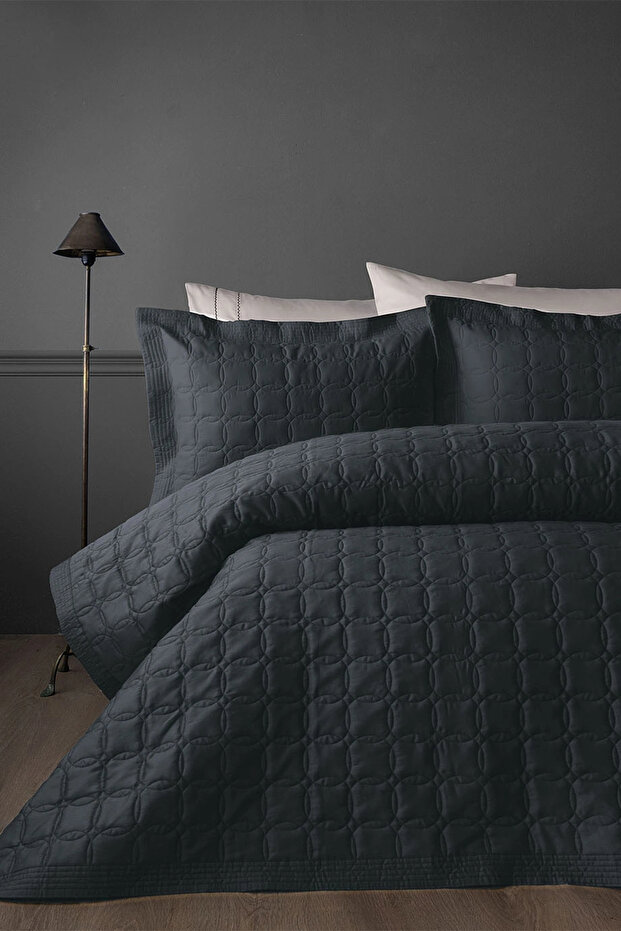 Canello Smoked Toned Craft Double 100% Cotton Satin Bedspread Set