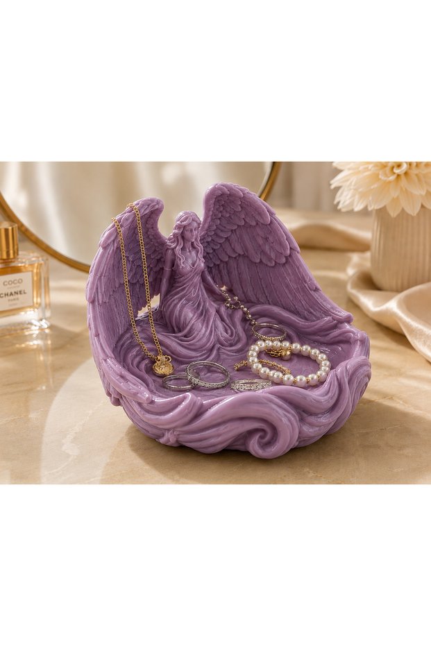 Jewelry Organizer with Angel Figure | Decorative Jewelry Stand | 16X16X11 cm