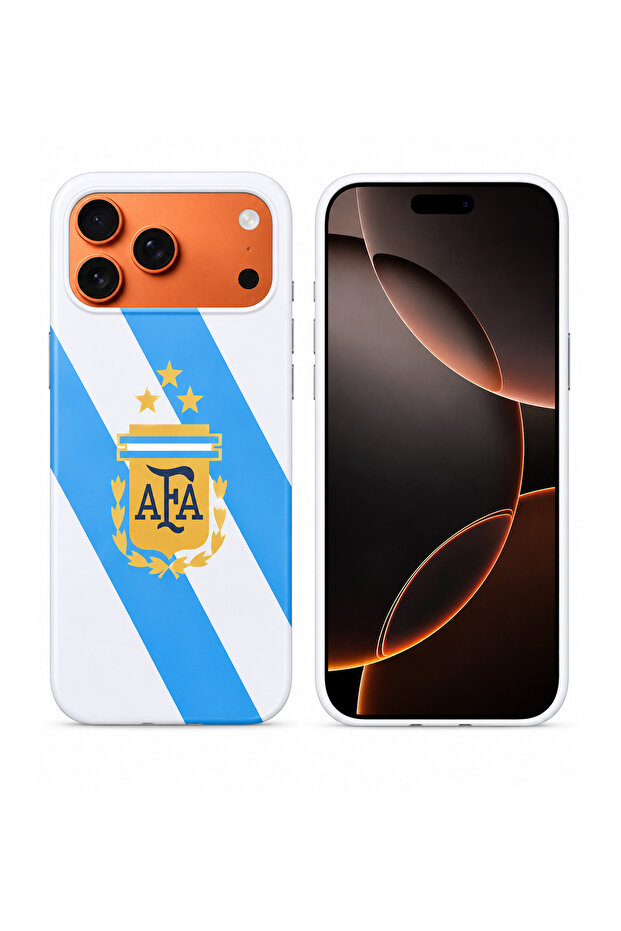 Football Theme Argentina Team Logo Printed Slim Fit Anti-Scratch Back Case with Precision Cut-Outs and Comfortable Grip Shockproof Protective Cover Compatible With iPhone 15 Pro Max