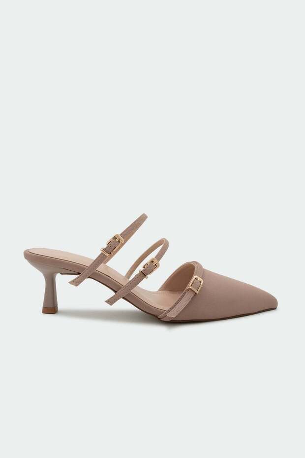 Lunax Buckle Women's Mink Heeled Slippers