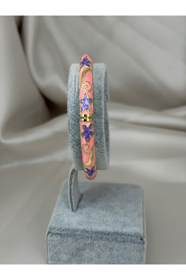 Mine Kelepçe Bracelet Women's Gold Color Flower Patterned Stylish Bracelet