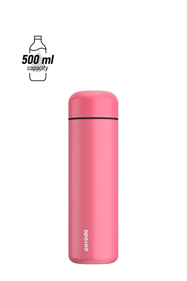 Smart Water Bottle with Temperature Indicator 500ml (Round Shape) - Pink