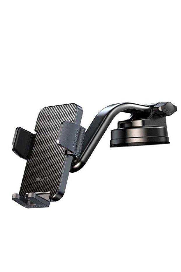 C172 Suction Cup Type Bending Arm Car Phone Holder (Black)