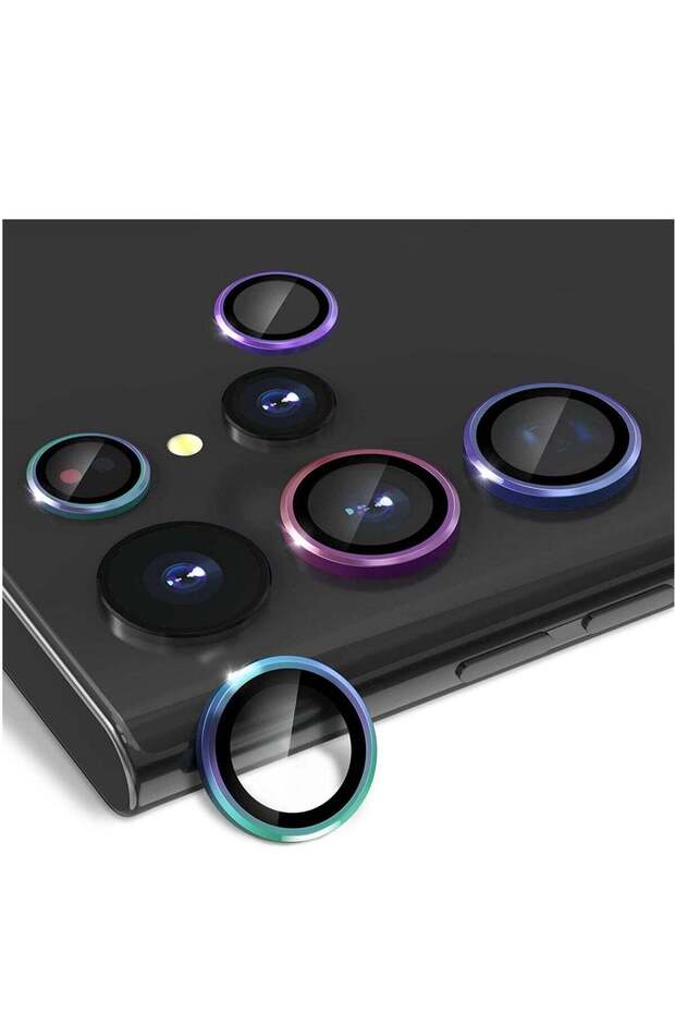 Samsung Galaxy S22 Ultra Camera Lens Protector [3+2], Anti Scratch HD Tempered Glass Back Camera Protective Film Ring Cover, Colorful