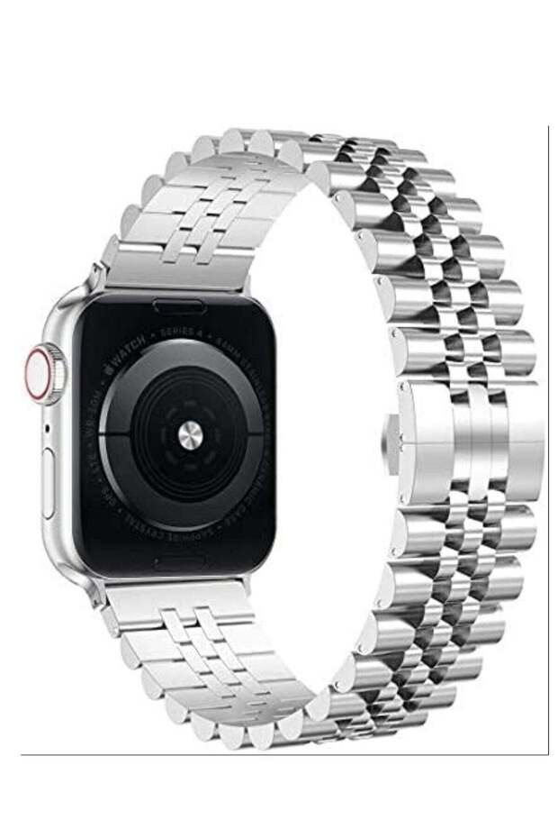 Compatible with Apple Watch Band 41mm 40mm 38mm, Stainless Steel Heavy Band with Butterfly Folding Clasp Link Bracelet for iWatch Series8/7/6 /SE Series 5/4/3/Men women,Silver