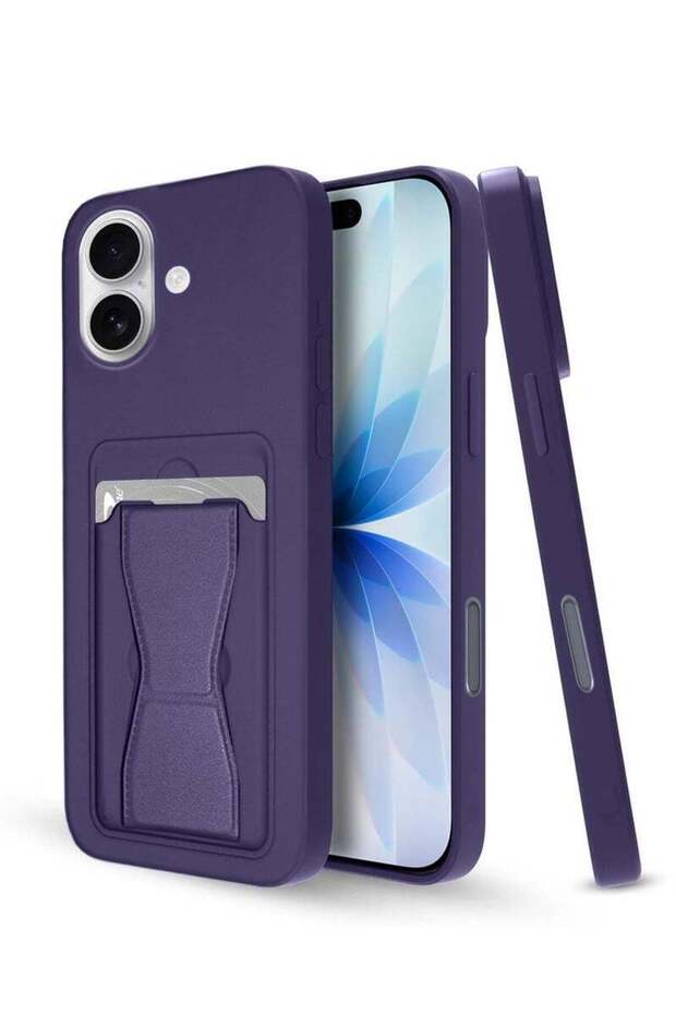 iPhone 17 5G 2025 Silicone TPU Case with Card Holder & Hand Grip | Slim Shockproof Wallet Cover