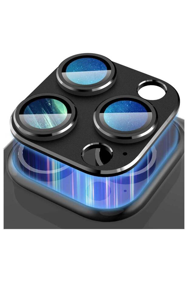 Camera Lens Protector for iPhone 15 Pro/Pro Max, 9H Tempered Glass, Matte Metal, Black