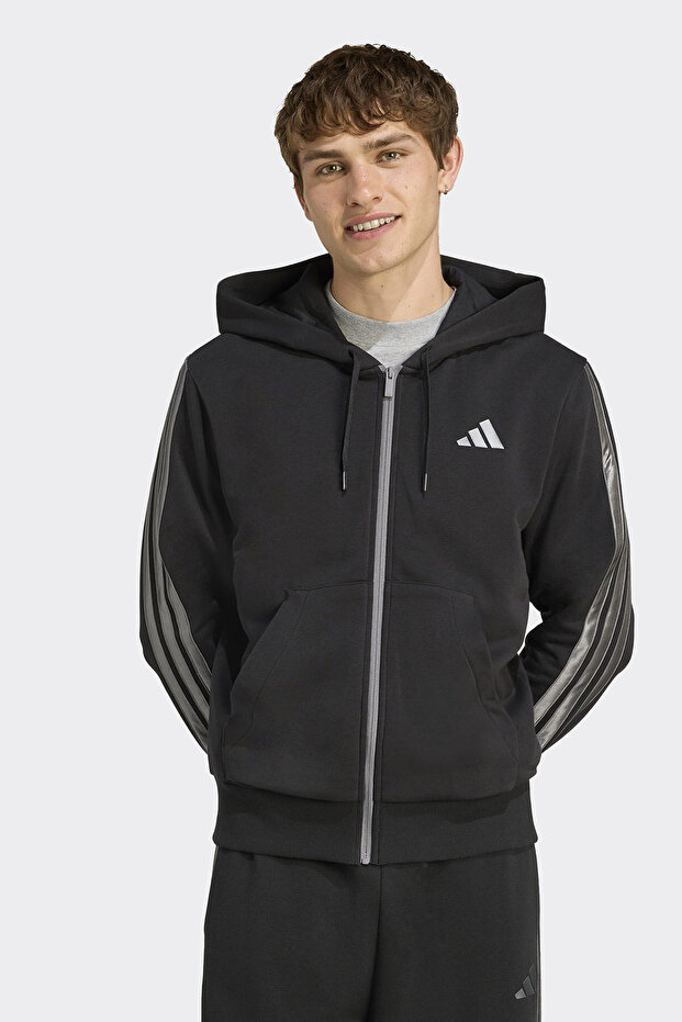 Jm1695 Holiday 3-Stripes Full-Zip Hoodie Black Men's Jacket