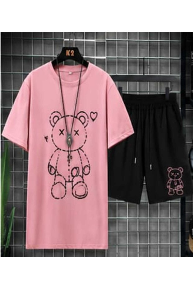 Unisex Oversize Shorts Set Short Sleeve T-Shirt Comfortable Fit Summer Casual Sports