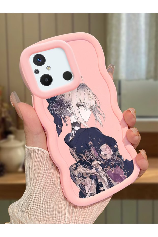 Redmi 11A Compatible Case Camera Protector Pink Silicone Couple Phone Case Girl Pattern