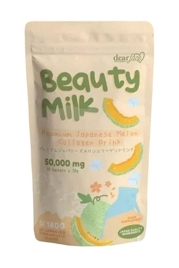 Dear Face Beauty Milk Premium Japanese Melon Drink for Skin Care 10 Sachets 18 G