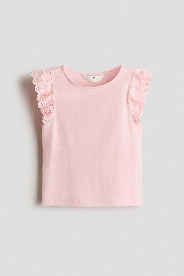 Flutter-sleeved broderie anglaise top