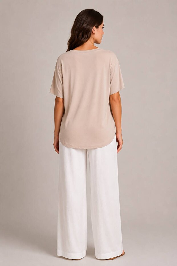TRICOU 100% MODAL CU GULER ÎN V - 4