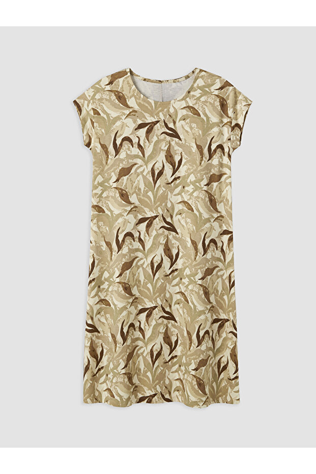 Vizyon New Season Crew Neck Patterned Dress