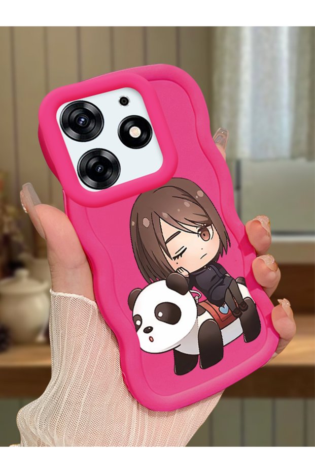 Tecno Spark 10 Pro Compatible Case Camera Protector Red Silicone Couple Phone Case Panda Pattern