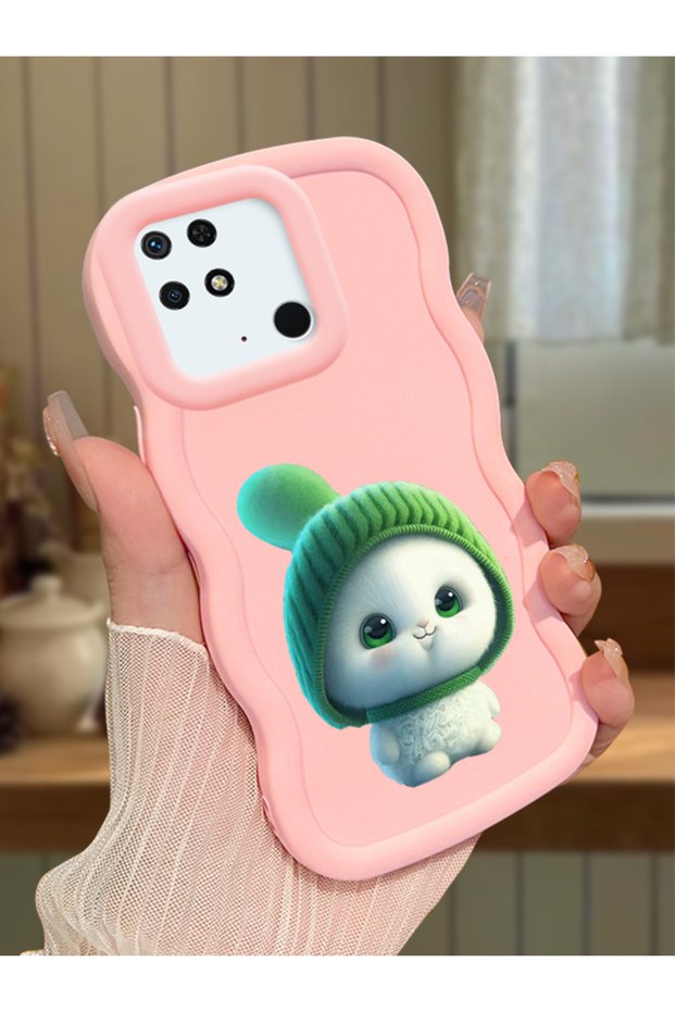 Redmi 10C Compatible Case Camera Protector Pink Silicone Couple Phone Case Cute Pattern