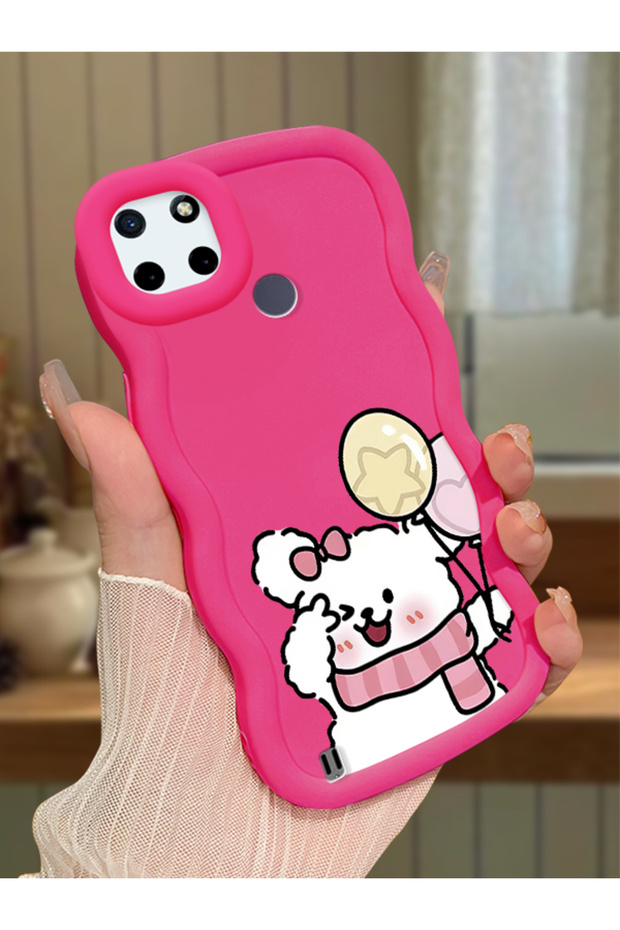 Realme C25Y Compatible Case Camera Protector Red Silicone Couple Phone Case Cat Pattern