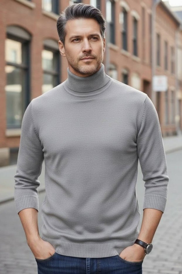 Men's Non-Pilling Throat Knitwear Sweater Fisherman Knitwear Sweater