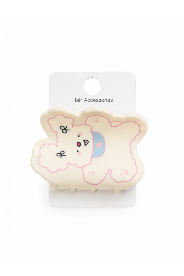 Children's Peg Buckle with Teddy Bear Figure, White