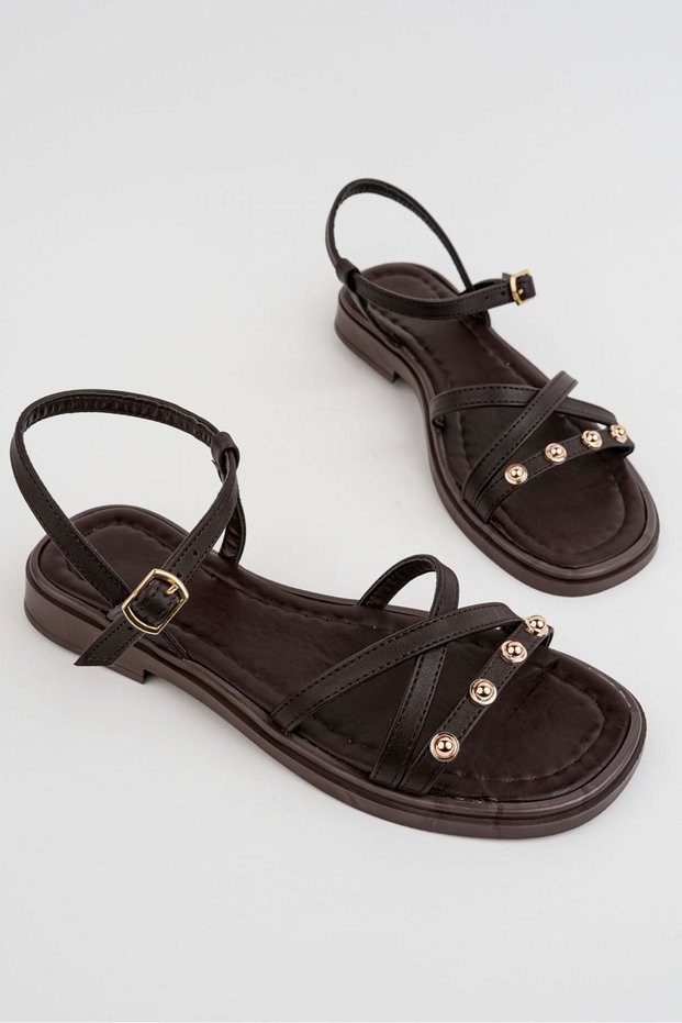 Lita Women's Gold Studded Detailed Daily Comfortable Non-Slip Sole Sandals