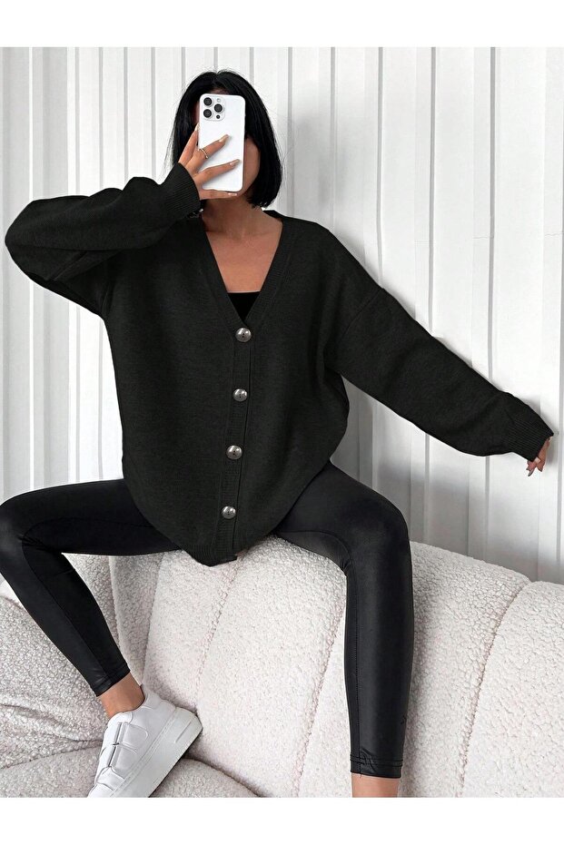 Buttoned Detailed Knitwear Jacket