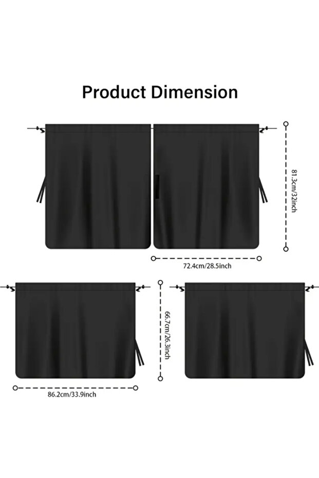 Black Car Privacy Curtains, Universal Car Window Shades Light Blocking Sunshades, Screen Covers for