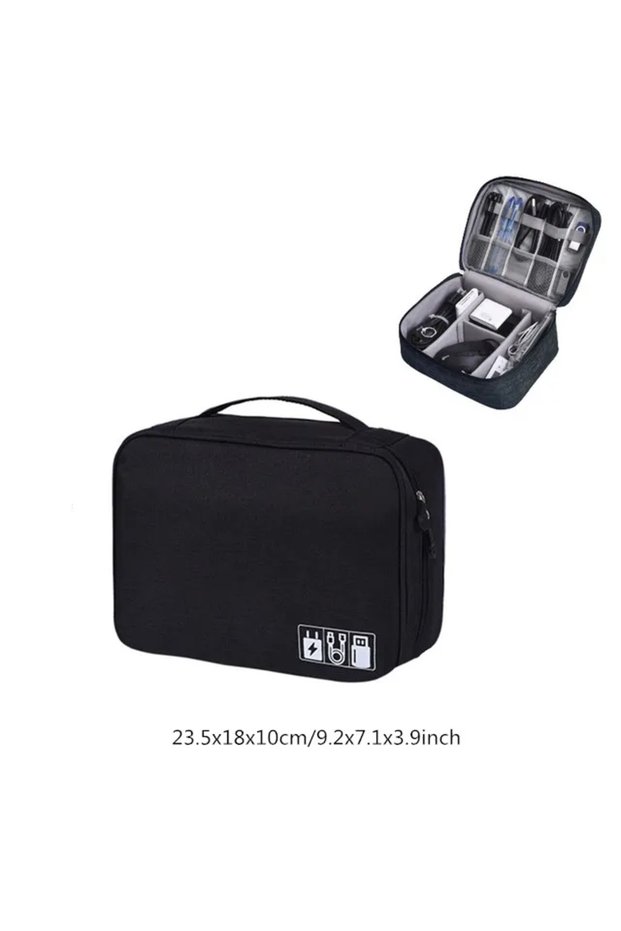 A Black Solid Color Large Capacity Watch Storage Case Multipurpose Jewelry and Watches Storage Bag T