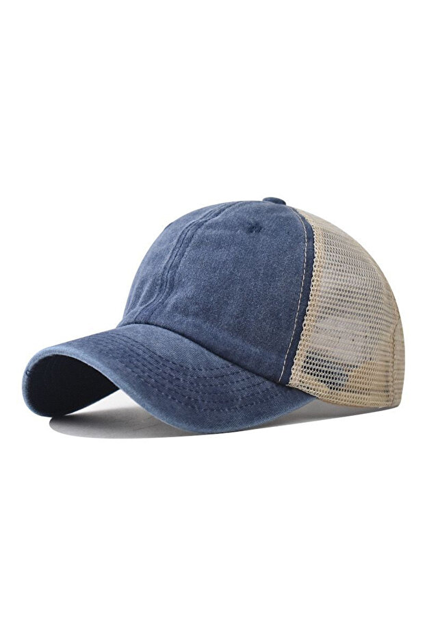 Navy Blue Spring and summer mesh hats for men and women, thin, breathable, sun resistant, sun shadin