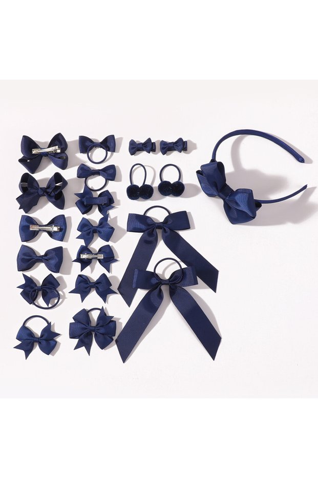 HH5213-23B 23Pcs Solid Color Hair Bows Headbands Hair Clip Hair Ties for Kids Girls Cute Bowknot Hai