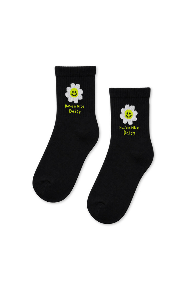 جوارب قصيرة بنصف كعب منقوشة باللون الأسود من Have A Nice Daisy Papatya