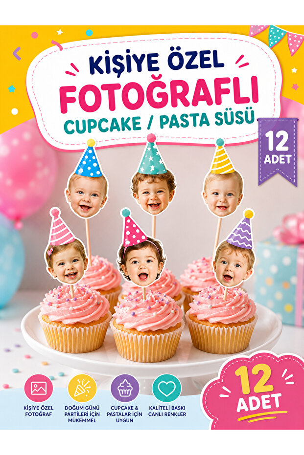 Fotoğraflı Cupcake Şapkaları
