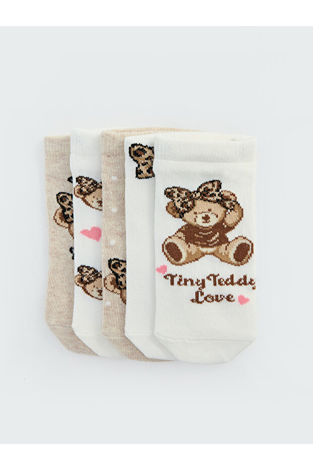 Two Mt Shop Quality Lcw Kids Ecru Patterned Girls' Booties Socks