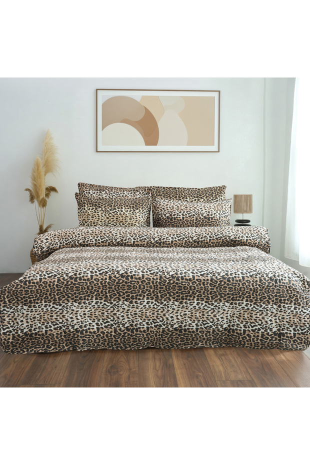 Double Leopard Patterned Multi-Purpose Bedspread & Pique with 2 Pillowcases / 200*220