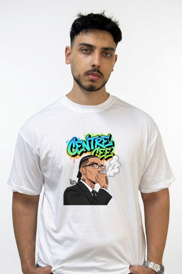Central Cee_54 Design Printed Oversize White T-Shirt