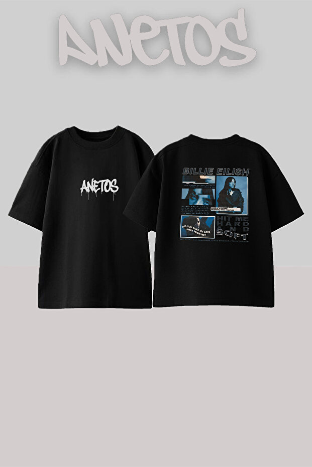 Billie Eilish_107 Design Printed Unisex Oversize Black Tshirt