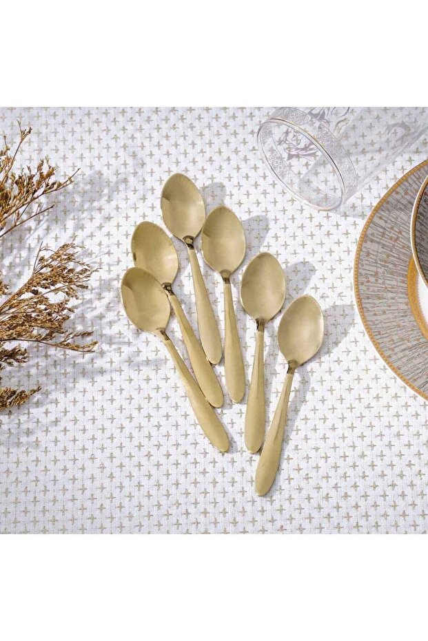 Pvd Lotus 6-Piece Coffee Spoon Gold 11.8 X 2.5CM