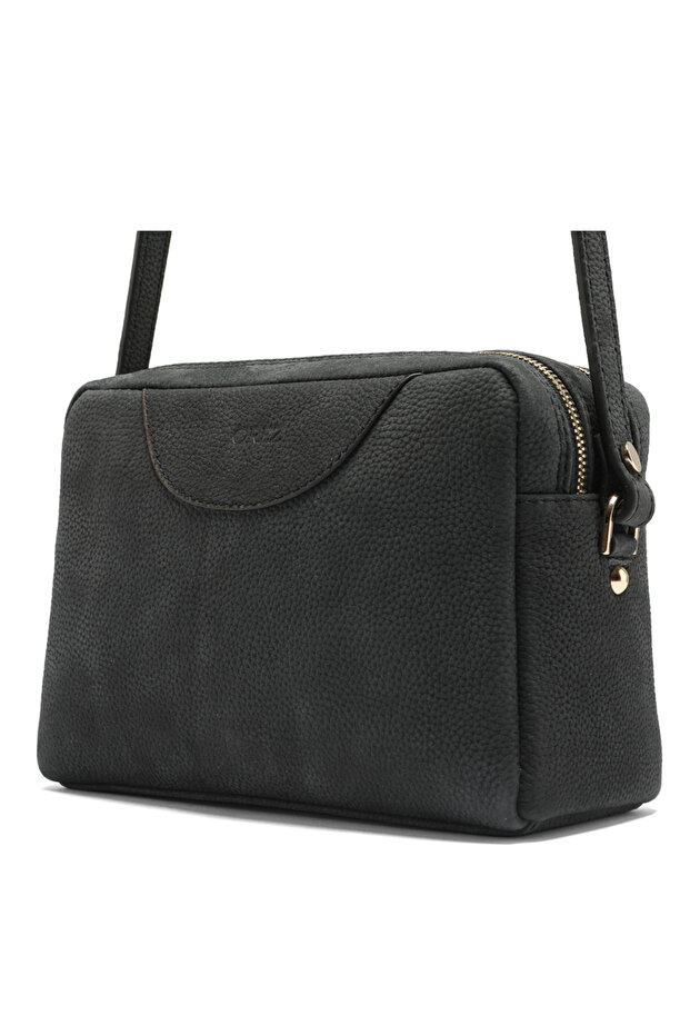 Amber Women’s Genuine Leather Shoulder Bag with Adjustable Long Strap, Zip Closure and Gold-Tone Hardware – Black / Brown / Smoky
