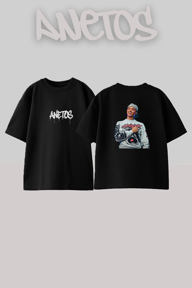 Ysy a Design Printed Unisex Oversize Black Tshirt