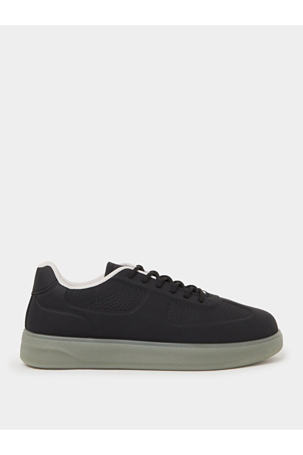 Men Perforated Faux Leather Lace-Up Sneakers