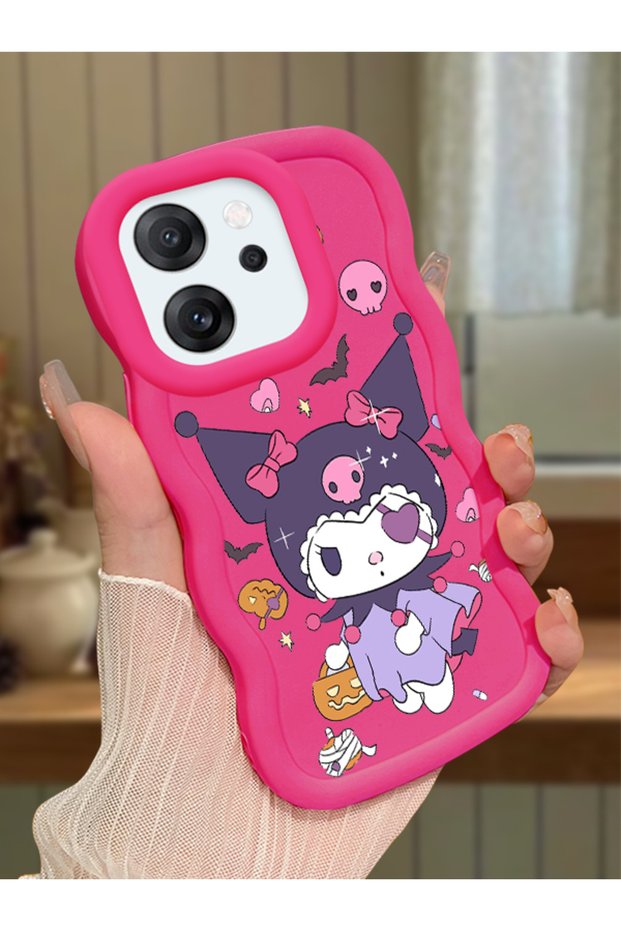 Oppo Reno 14F Compatible Case Camera Protector Red Silicone Couple Phone Case Cartoon Pattern