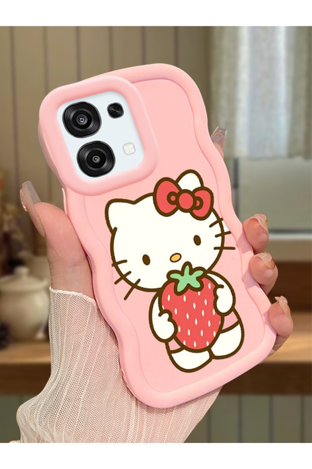 Oppo A6 Pro 5g Compatible Case Camera Protector Pink Silicone Couple Phone Case Kitty Pattern