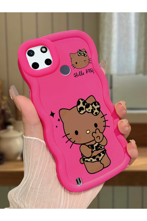 Realme C21Y Compatible Case Camera Protector Red Silicone Couple Phone Case Kitty Pattern