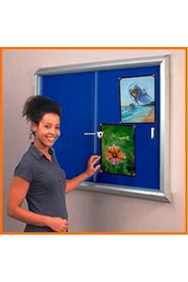 NOTICE BOARD With Door & Lock 120 X 180 BLUE