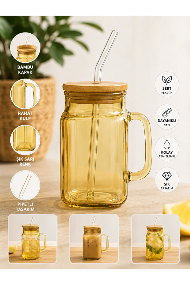 Hard Plastic Cup with Bamboo Straw Lid