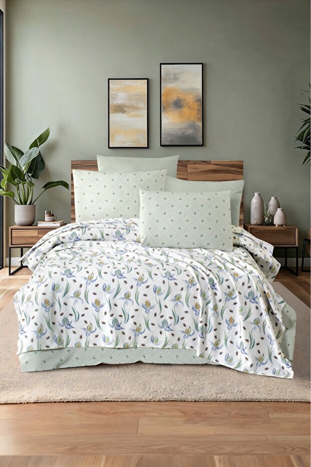 Dance of Colors Single Printed Pique Set (Pique+Sheet+1 Pillowcase)