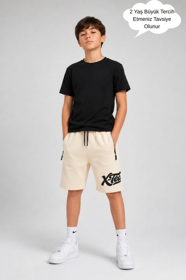 Boys' Printed Zippered Summer Combed Cotton Sports Capri Shorts