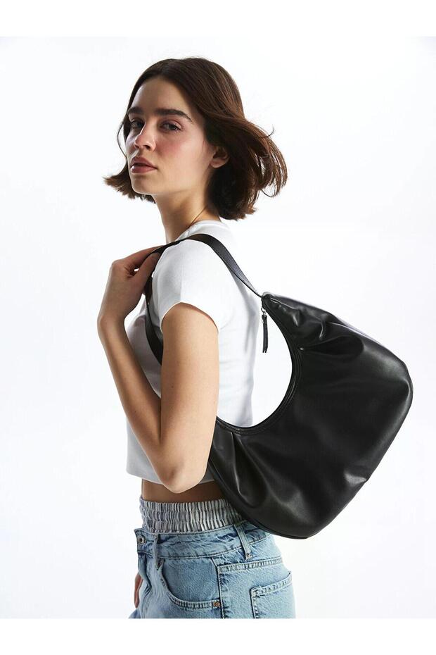 Lcw Accessories Black Leather Look Women's Shoulder Bag