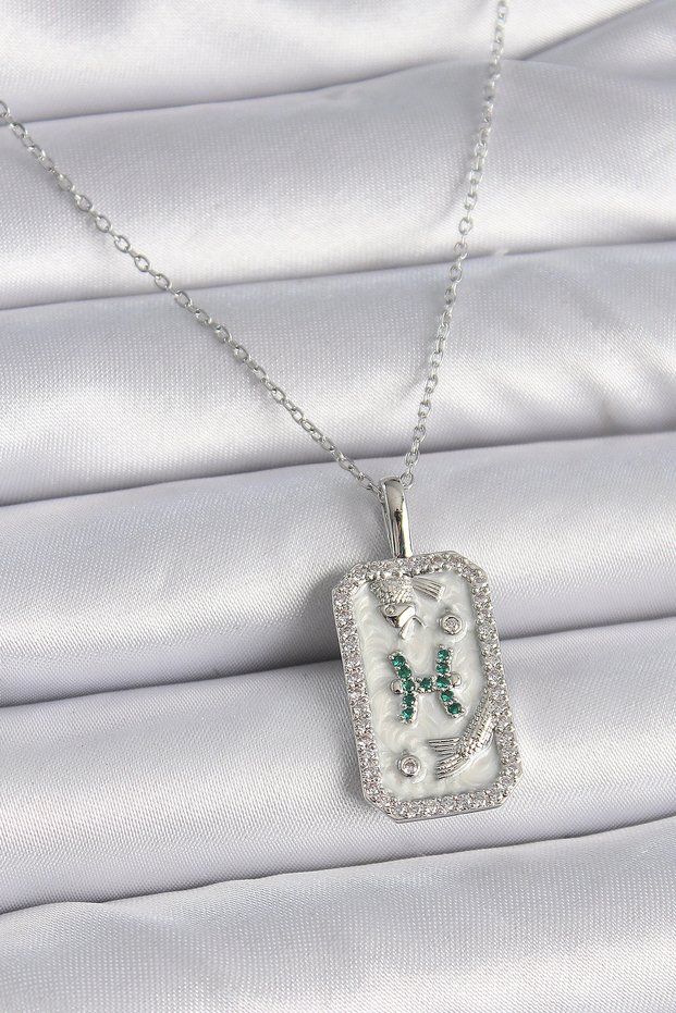 316L Steel Silver Color Chain Pisces Zodiac Sign Zircon Stone Women's Necklace